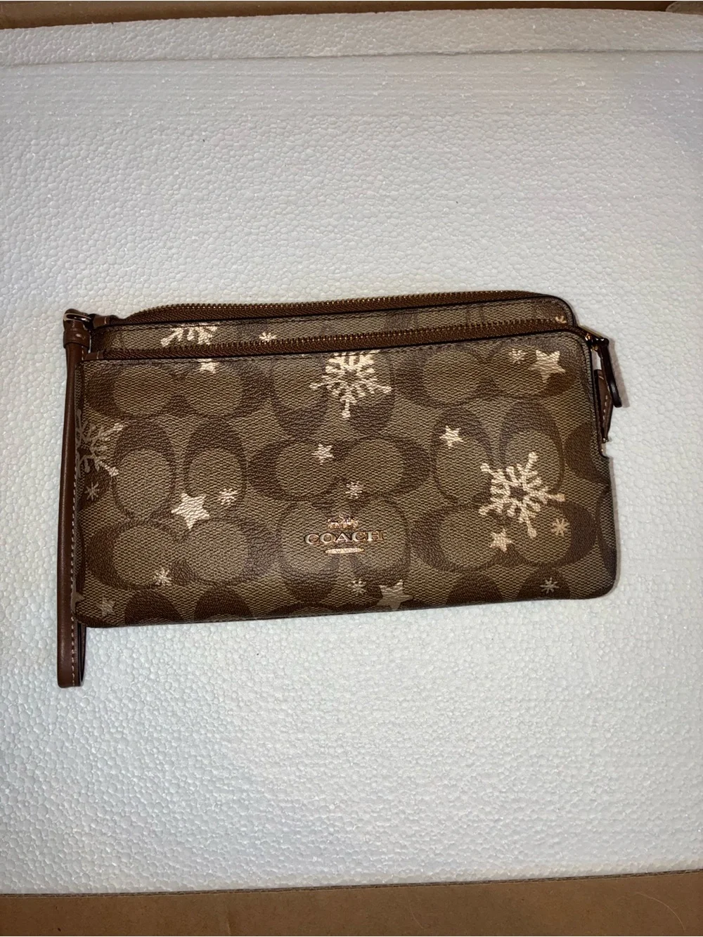 Coach Brown Signature Snowflake Tote and Zip Wristlet Set